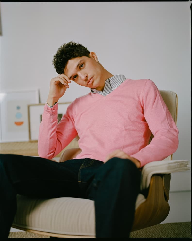 Pink sweater - chair